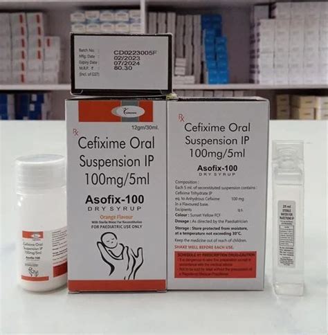 Cefixime Mg Ml Dry Syrup With Monocarton With Water Packaging