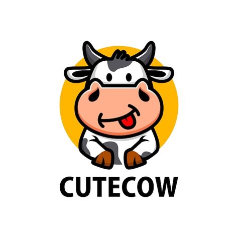 Premium Vector | Cute cow cartoon logo