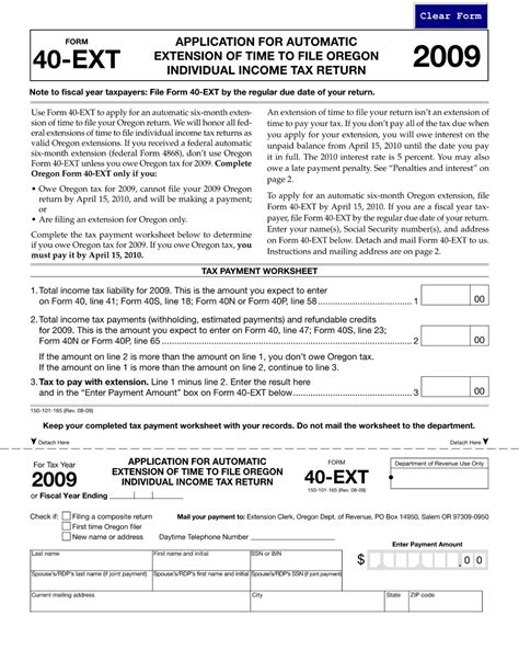 Oregon Form 40 Ext ≡ Fill Out Printable Pdf Forms Online