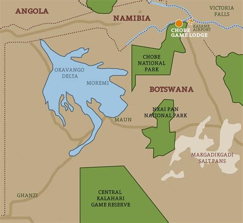 Botswana map national parks - Map of Botswana map national parks ...