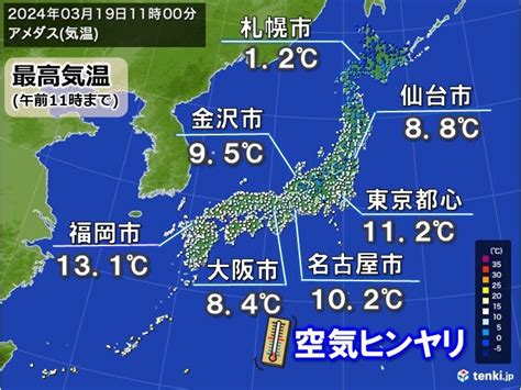 明日20日～強い寒気流入で冬の寒さ 週末から暖気 桜のつぼみもほころぶ暖かさへ気象予報士 日直主任 2024年03月19日 日本気象