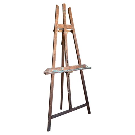 Midcentury Oak Floor Artwork Display Easel Painting Stand For Sale At