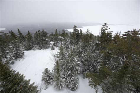 Winter View of Icy Rangeley Lake from Bald Mountain, Maine Stock Photo ...