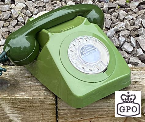 Vintage Phone Gpo Rotary Dial Telephone Two Tone Green Etsy