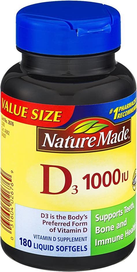 Nature Made® Vitamin D3 1000 Iu 600 Softgels Health And Household