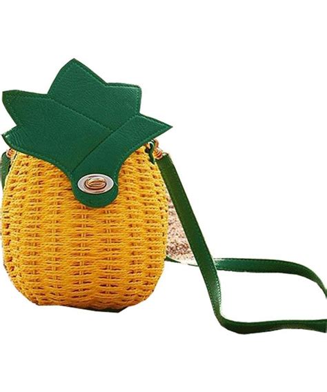 Women Summer Woven Bag Beach Shoulder Bag Fruit Small Purse Tote