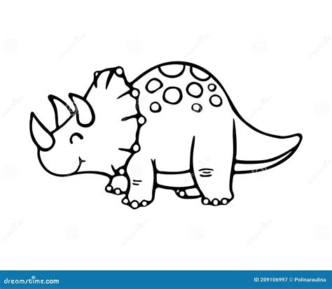 Vector Cartoon Baby Dino Triceratops Dinosaur Stock Vector