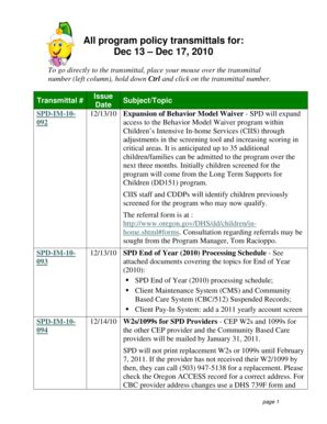 Fillable Online Dhs State Or Dec1710transmittalsummary Docx Change In