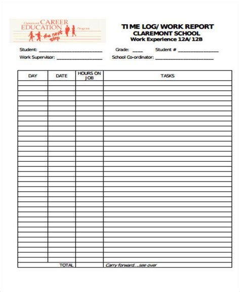 Free 22 Time Log Templates In Pdf