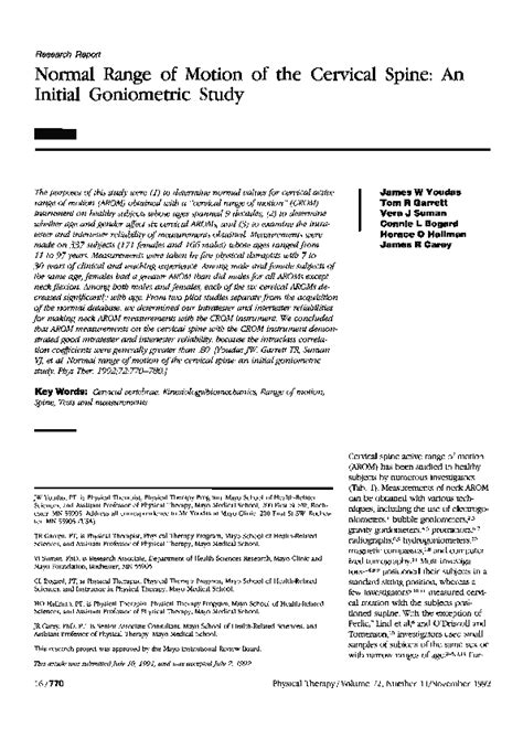 Pdf Normal Range Of Motion Of The Cervical Spine An Initial