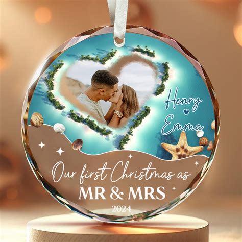 Our First Christmas Ocean Themed Christmas Glass Ornament Home Decor