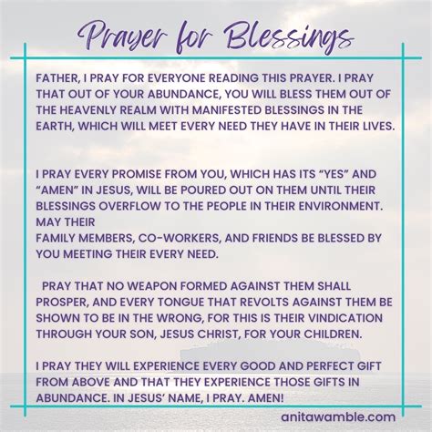 Prayer For Blessings Anita Wamble Ministries