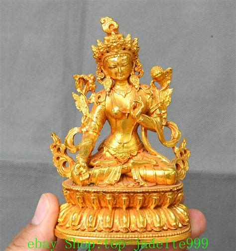 Old Tibet Buddhism Copper Gilt 7 Eyes White Tara Mahayana Goddess