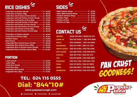 Papa S Pizza GH On Twitter Our New Price List Https T Co