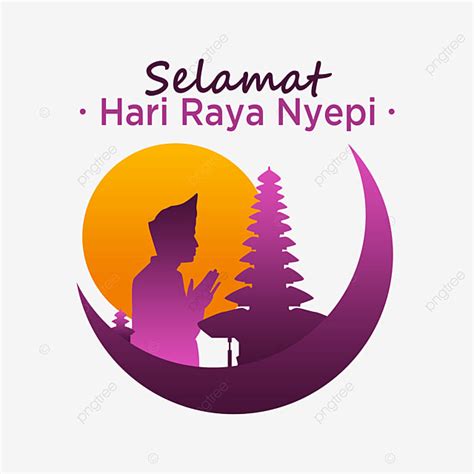 Selamat Hari Raya Nyepi Púrpura Rezar Templo Luna Letras PNG Cultura