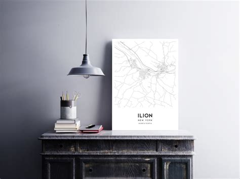 Ilion Map Print Ilion Map Poster Wall Art Ny City Map New - Etsy