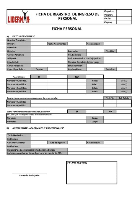 Pdf Ficha De Registro De Ingreso De Personal Ficha Personal A Datos