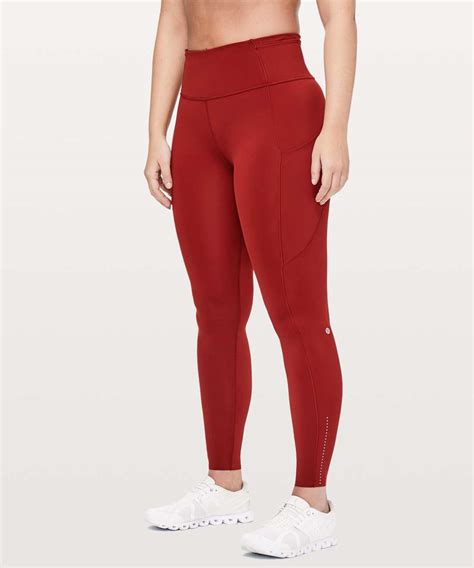 Lululemon Fast And Free Full Length Tight Nulux 28 Dark Sport Red