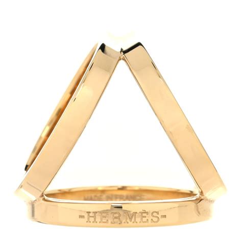 HERMES Permabrass Gold Plated Trio Scarf Ring 1318095 FASHIONPHILE