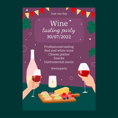 Premium Vector Hand Drawn Wine Party Poster Template