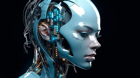 Premium Ai Image Female Robot Face Artificial Intelligence Concept