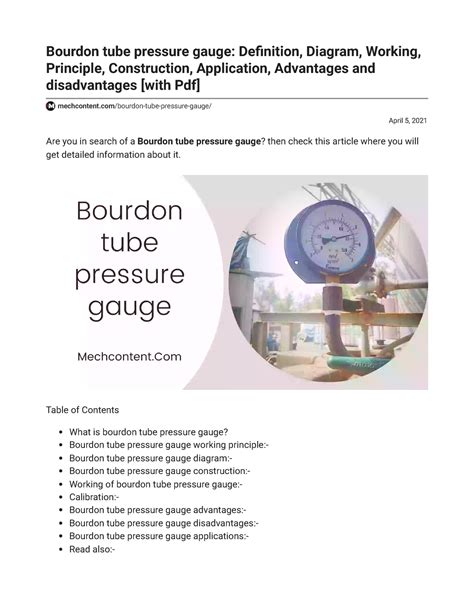 Bourdon Tube Pressure Gauge Definition Diagram Working Principle