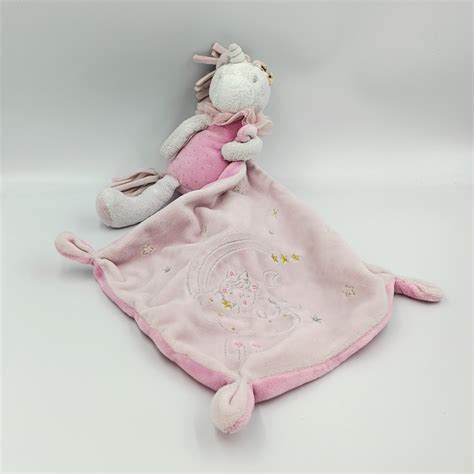 Doudou Licorne Rose Blanc Toiles Mouchoir Simba Toys Nicotoy