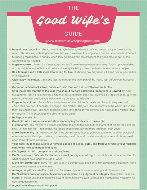 How To Be A Good Wife Good Wife S Guide Modernized