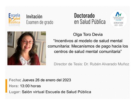 Invitaci N Examen De Grado Doctorado En Salud P Blica Escuela De