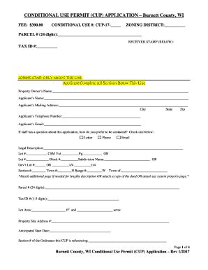 Fillable Online Conditional Use Permit Cup Application Fax Email