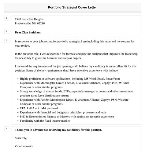 Portfolio Strategist Cover Letter Velvet Jobs