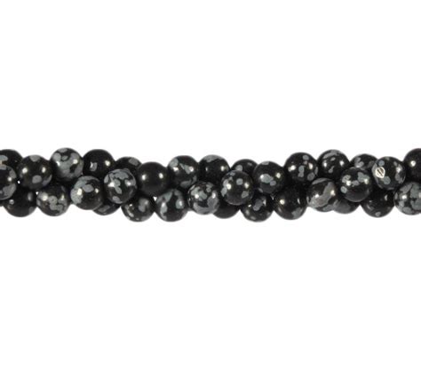 Obsidiaan Sneeuwvlok Kralen Rond 6 Mm Streng Van 40 Cm Spiritual