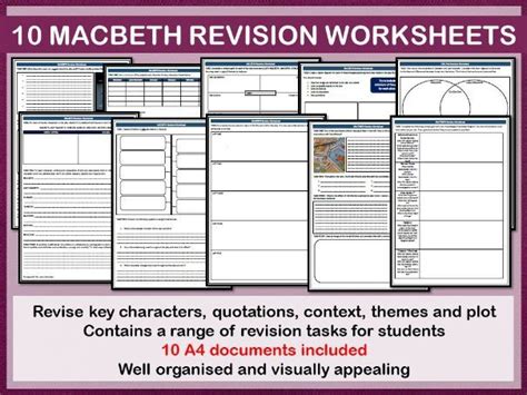 Macbeth Revision Worksheets Teaching Resources