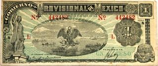 Peso Gobierno Provisional De Mexico Federal District Of Mexico