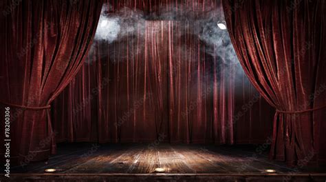 Magic theater stage red curtains Show Spotlight Stock Photo | Adobe Stock