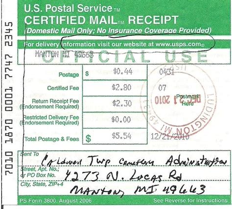 Certified Mail Receipt Template | williamson-ga.us