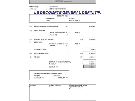 Exemple De Decompte General Definitif