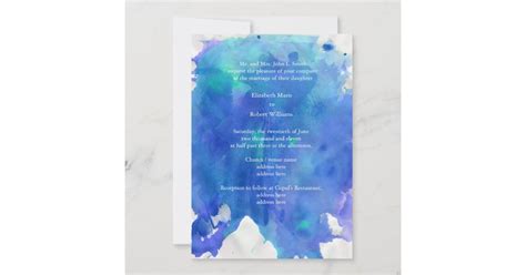 Blue Watercolor Wedding Invitation | Zazzle