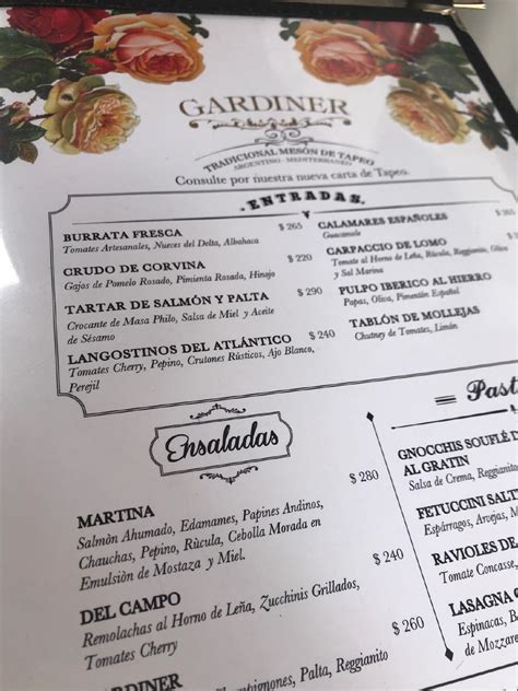 Carta De Restaurante Gardiner Buenos Aires