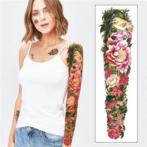 Buy Soovsy Sheets Full Arm Temporary Tattoo For Women With Bird