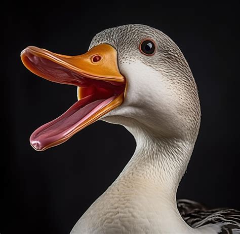 Premium Ai Image A Duck With An Open Mouth That Has The Beak Open