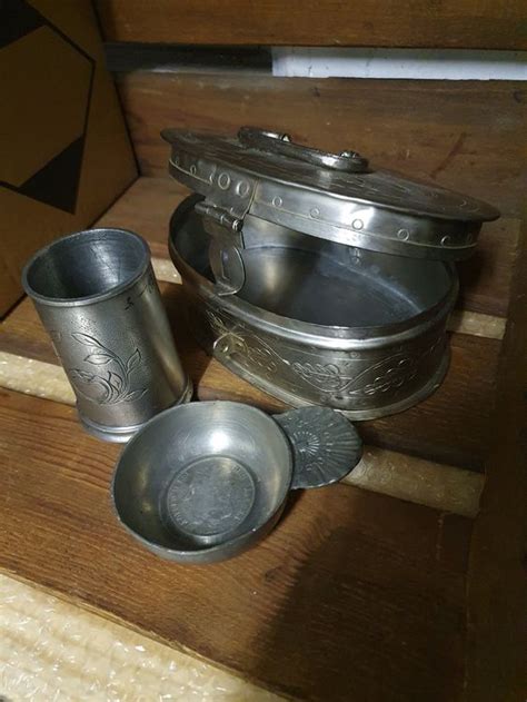 Metallschale Beh Lter Vintage Zinn Alt Antik Schale Becher Kaufen Auf