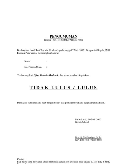 Pdf Surat Kelulusan Ppdb Dokumen Tips