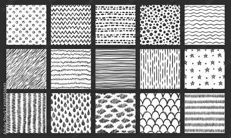 Hand drawn seamless textures. Sketch pattern, scribble doodle texture ...