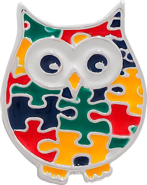 Autism Puzzle Piece Owl Lapel Pins Autismaspergers