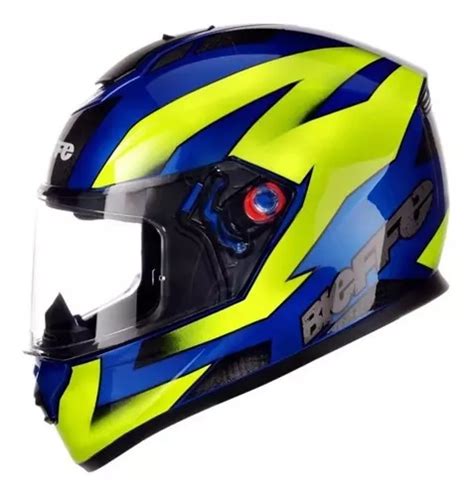 Casco Bieffe B12 Plano Y Cerrado Azul Y Amarillo Brillante Talla 60