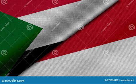 3D Rendering Of Two Flags Of Republic Of The Sudan And Republic Of