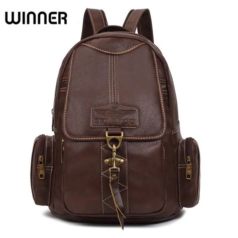 Winner Brand Designers Brown Woman Backpack Fashion Pu Leather College