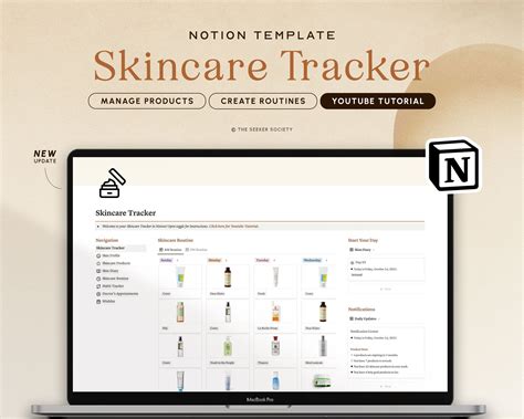 Notion Template Notion Planner Notion Skincare Tracker Notion