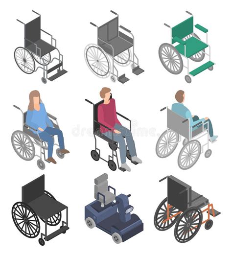 Wheelchair Icons Set Isometric Style Stock Vector Illustration Of